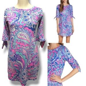 418 Lilly Pulitzer | EUC Peru Pink Blue Paisley Print Sophie Dress (sz XXS-S)